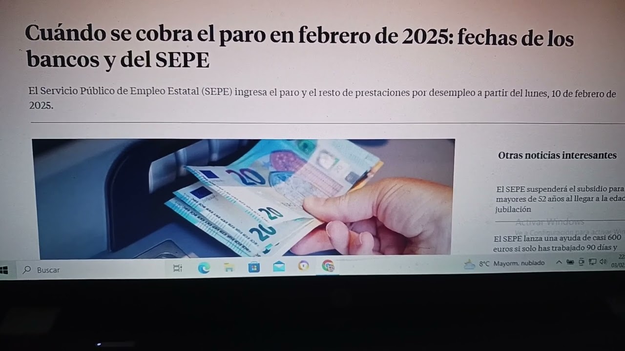 cuándo se cobra el paro en febrero