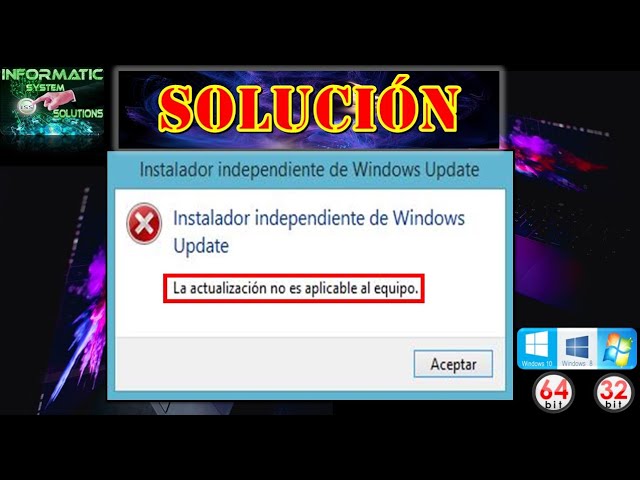 la actualizacion no es aplicable al equipo